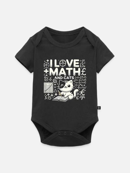 Ich liebe Mathe und Katzen - Baby Premium Kurzarmbody - Schwarz