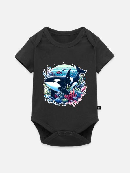 Orca Schwertwal - Baby Premium kortärmad bodysuit - svart