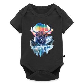 Hochlandrind - Baby Premium Kurzarmbody - Schwarz - Vorne