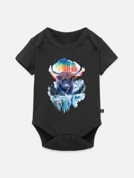 Hochlandrind - Baby Premium Kurzarmbody - Schwarz