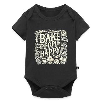 Ich backe Menschen glücklich - Baby Premium Kurzarmbody - Schwarz - Vorne