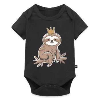 Paresseux royal sur la branche avec couronne - Body à manches courtes Premium Bébé - noir - Devant