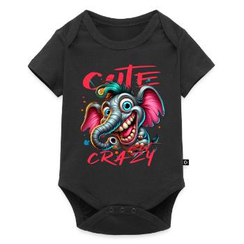 Cute but Crazy Elephant Comic Style - Baby Premium short-sleeve bodysuit - black - Front