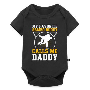 My Favorite Sambo Buddy calls Daddy Sambo Fighter - Baby Premium Kurzarmbody - Schwarz - Vorne