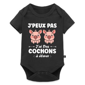 cochon - Body à manches courtes Premium Bébé - noir - Devant