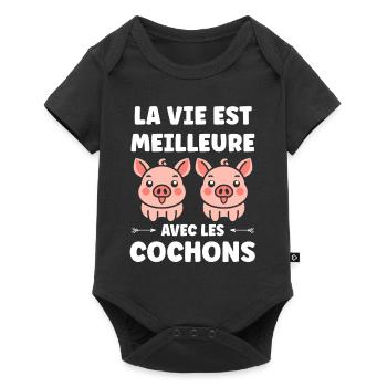 cochon - Body à manches courtes Premium Bébé - noir - Devant