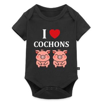 cochon - Body à manches courtes Premium Bébé - noir - Devant