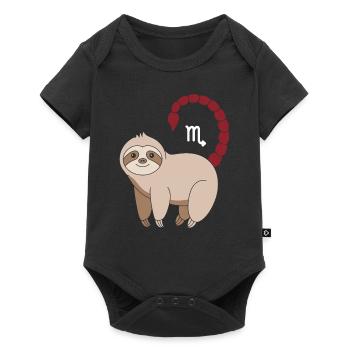 Skorpion Sternzeichen Faultier mit Symbol - Baby Premium Kurzarmbody - Schwarz - Vorne
