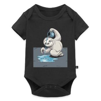 Verseau paresseux Illustration du zodiaque - Body à manches courtes Premium Bébé - noir - Devant
