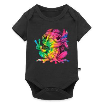 Signe de la paix Teinture Hippie Grenouille des années 60 - Body à manches courtes Premium Bébé - noir - Devant