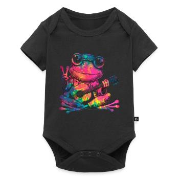 Signe de la paix Teinture Hippie Grenouille des années 60 - Body à manches courtes Premium Bébé - noir - Devant