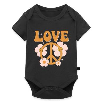 Signe de paix Amour Groovy Hippie des années 70 - Body à manches courtes Premium Bébé - noir - Devant