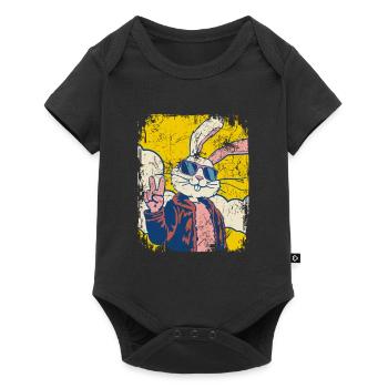 Cool lapin de Pâques - Oeuf de Pâques - Cadeau - Body à manches courtes Premium Bébé - noir - Devant