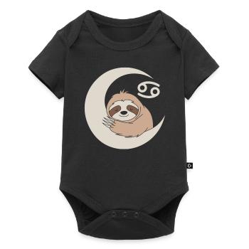 Cancer Zodiac Sign Sloth Hugs Moon - Baby Premium short-sleeve bodysuit - black - Front