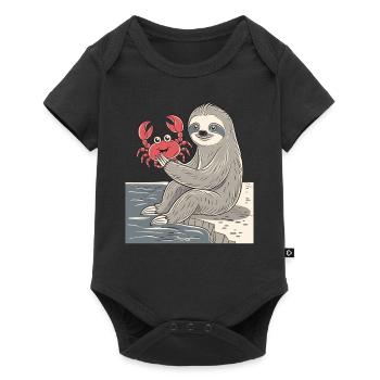 Signe du zodiaque Cancer paresseux avec crabe au bord de la mer - Body à manches courtes Premium Bébé - noir - Devant