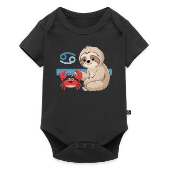 Cancer Zodiac Sign Sloth with Crab Friend - Baby Premium short-sleeve bodysuit - black - Front