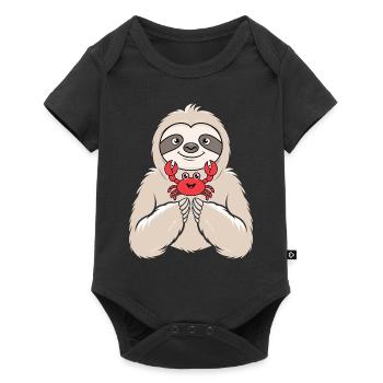 Signe du zodiaque Cancer Paresseux Câlins Crabe - Body à manches courtes Premium Bébé - noir - Devant