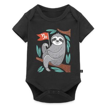 Capricorn Faultier: Dein Sternzeichen mit Charme - Baby Premium Kurzarmbody - Schwarz - Vorne