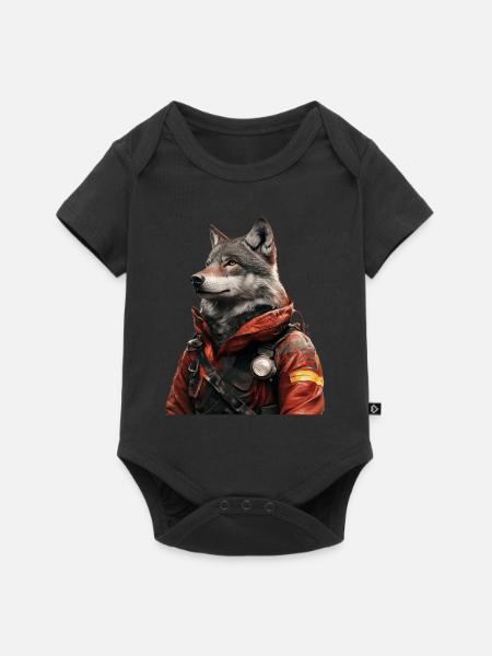 Wolf - Baby Premium Kurzarmbody - Schwarz