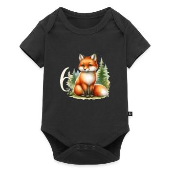Avec Renard - Anniversaire Enfants 6 Ans - Body à manches courtes Premium Bébé - noir - Devant