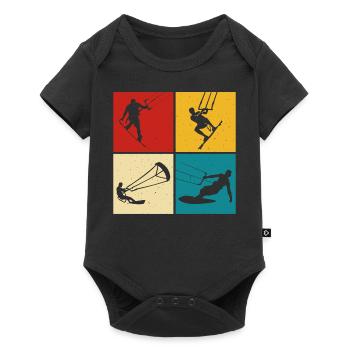Kitesurfer Kiteboard Kitesurfen Kitesurf - Baby Premium Kurzarmbody - Schwarz - Vorne