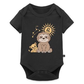 Leo Zodiac Sign Sloth with Little Leo - Baby Premium short-sleeve bodysuit - black - Front