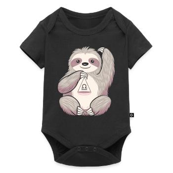 Waage Sternzeichen Faultier mit Omega Symbol - Baby Premium Kurzarmbody - Schwarz - Vorne