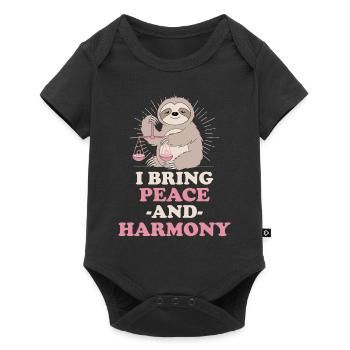 Waage-Zodiak Faultier Bringt Frieden Und Harmonie - Baby Premium Kurzarmbody - Schwarz - Vorne