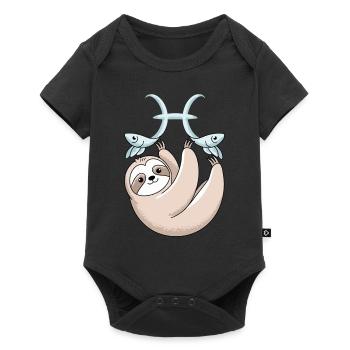 Pisces Zodiac Sign Sloth with Two Pisces - Baby Premium short-sleeve bodysuit - black - Front