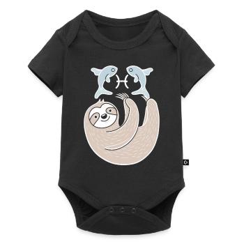 Dreamy Pisces Zodiac Sloth with Fish - Baby Premium short-sleeve bodysuit - black - Front