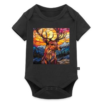 Reh - Baby Premium Kurzarmbody - Schwarz - Vorne
