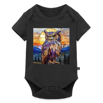 Eule - Baby Premium Kurzarmbody - Schwarz - Vorne