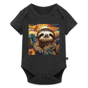 Faultier - Baby Premium Kurzarmbody - Schwarz - Vorne