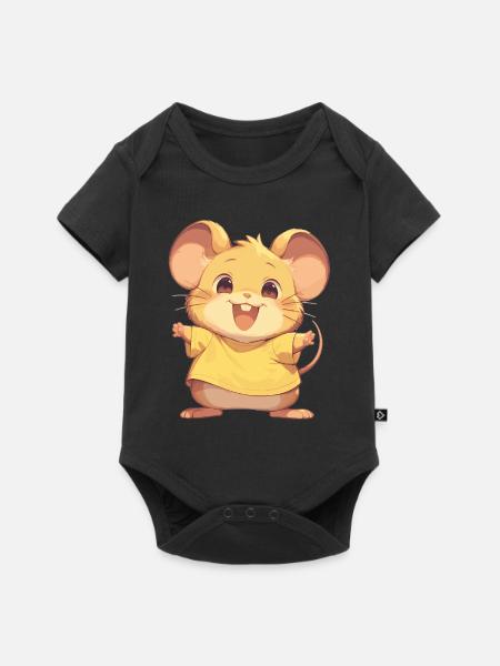 Mäuse Maus - Baby Premium Kurzarmbody - Schwarz
