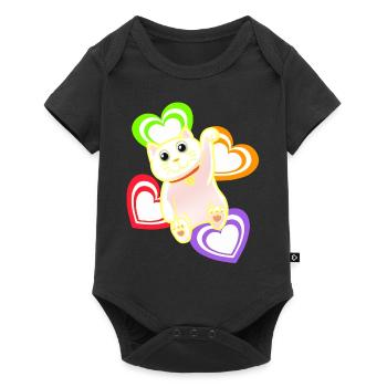 Chat Chats Coeur Coeurs - Body à manches courtes Premium Bébé - noir - Devant