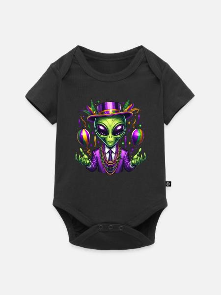 Mardi Gras Alien - Baby Premium Kurzarmbody - Schwarz