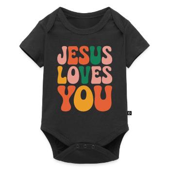 Jésus t’aime en disant chrétien - Body à manches courtes Premium Bébé - noir - Devant