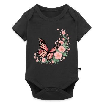 Butterfly with flowers - Baby Premium short-sleeve bodysuit - black - Front