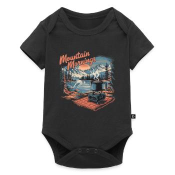 Morgen in den Bergen, Picknick am See mit - Baby Premium Kurzarmbody - Schwarz - Vorne