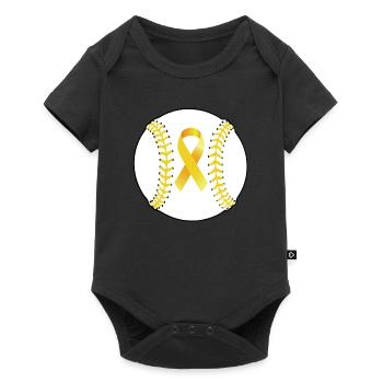 Cute Baseball Gold Ribbon Childhood Cancer - Baby Premium Kurzarmbody - Schwarz - Vorne