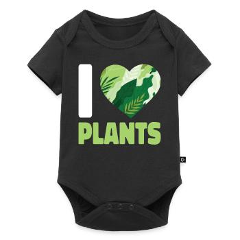 Plant Lover Gardening Heart I Love - Baby Premium Kurzarmbody - Schwarz - Vorne