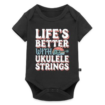 Ukulele Player Hawaiian Music Tropical - Baby Premium short-sleeve bodysuit - black - Front