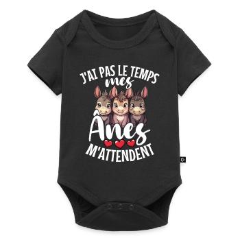 Ich Habe Keine Zeit, Meine Esel Warten Auf Mich - Baby Premium Kurzarmbody - Schwarz - Vorne
