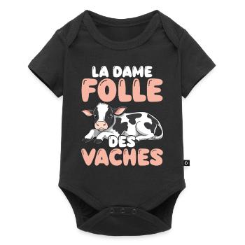 Die Verrückte Dame Der Kühe, Die In Den Hof - Baby Premium Kurzarmbody - Schwarz - Vorne