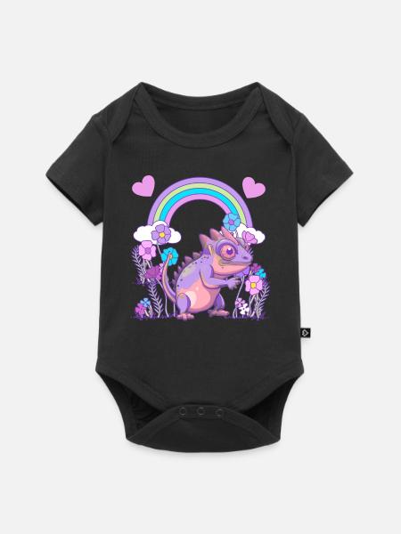 Echse Drache Drachen - Baby Premium Kurzarmbody - Schwarz