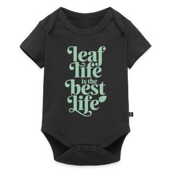 Blatt Leben Ist Das Beste Leben - Vegan - Baby Premium Kurzarmbody - Schwarz - Vorne