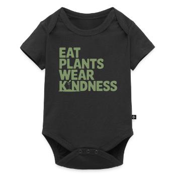 Eat plants Lazy Friendliness Vegan Vegetarian - Baby Premium short-sleeve bodysuit - black - Front