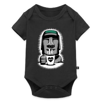 Easter Island Coffee Moai Heart Mug - Baby Premium short-sleeve bodysuit - black - Front