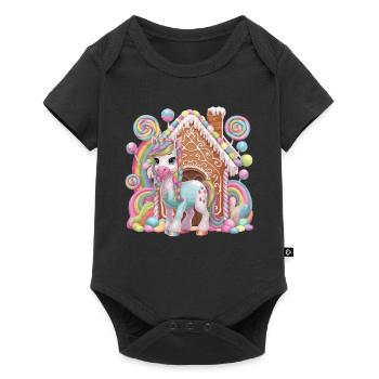 Candy Licorne et Magie de la maison en pain d’épice - Body à manches courtes Premium Bébé - noir - Devant