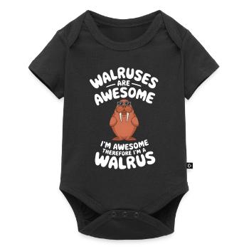 Walross - Baby Premium Kurzarmbody - Schwarz - Vorne